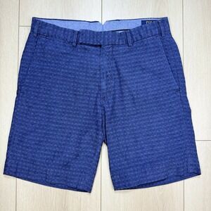 Polo Ralph Lauren Men's 29 Straight Fit Blue Pattern Shorts Cotton Summer Casual